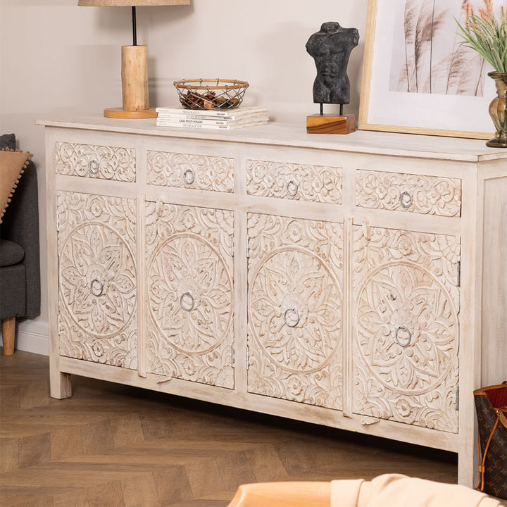 Diliena Solid Wood Sideboard | White