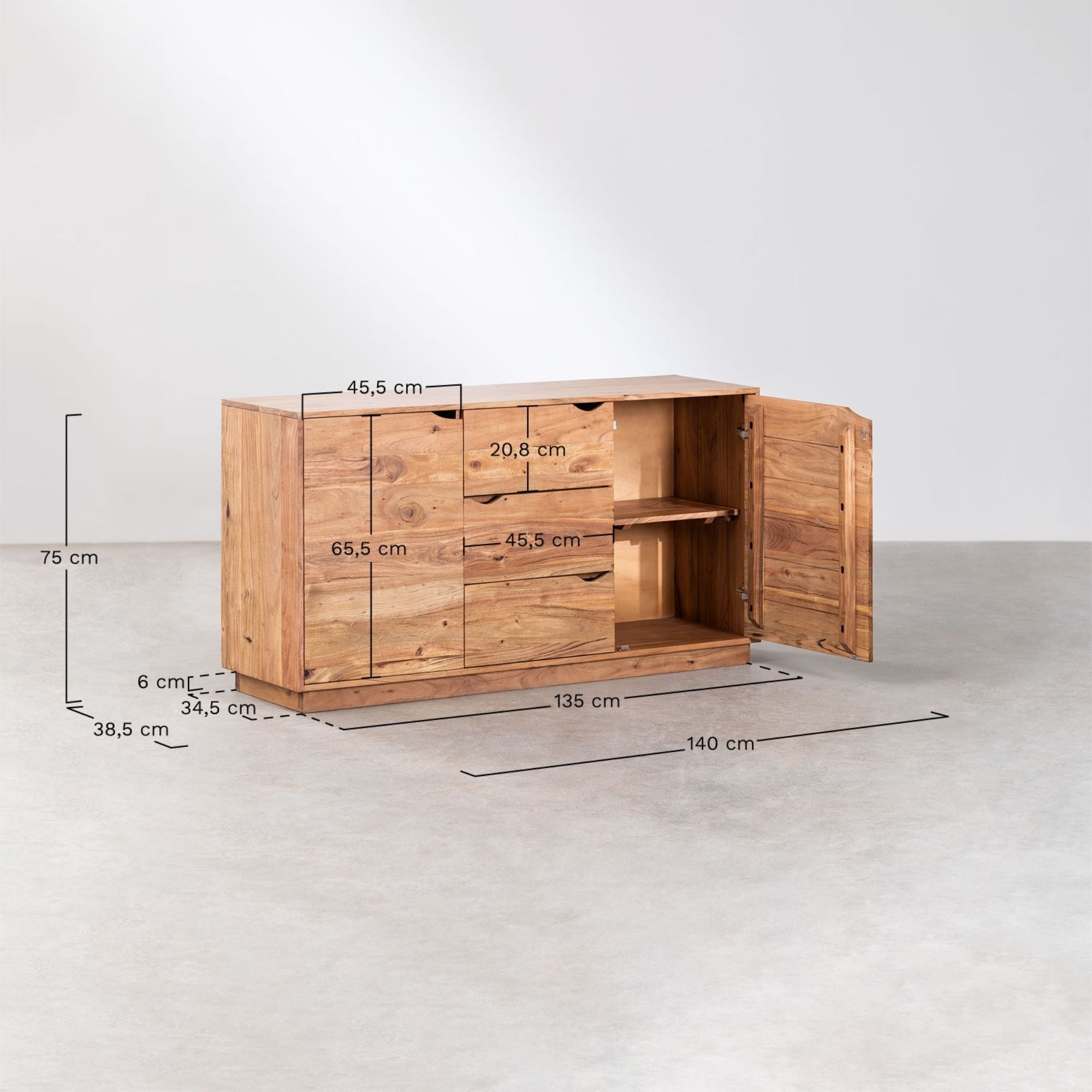 Turseo Solid Wood Sideboard | Natural