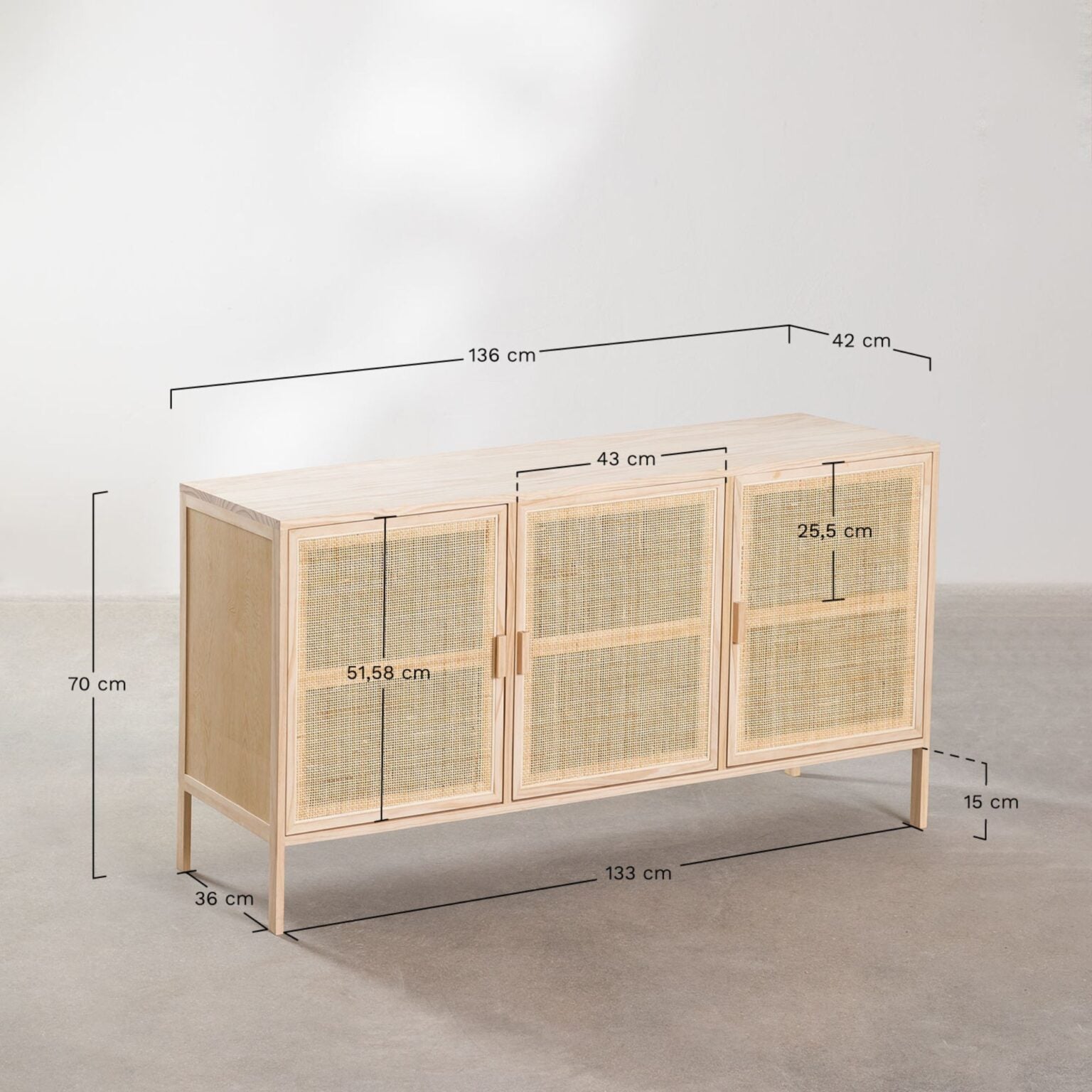 Kanik Solid Wood Sideboard | Natural