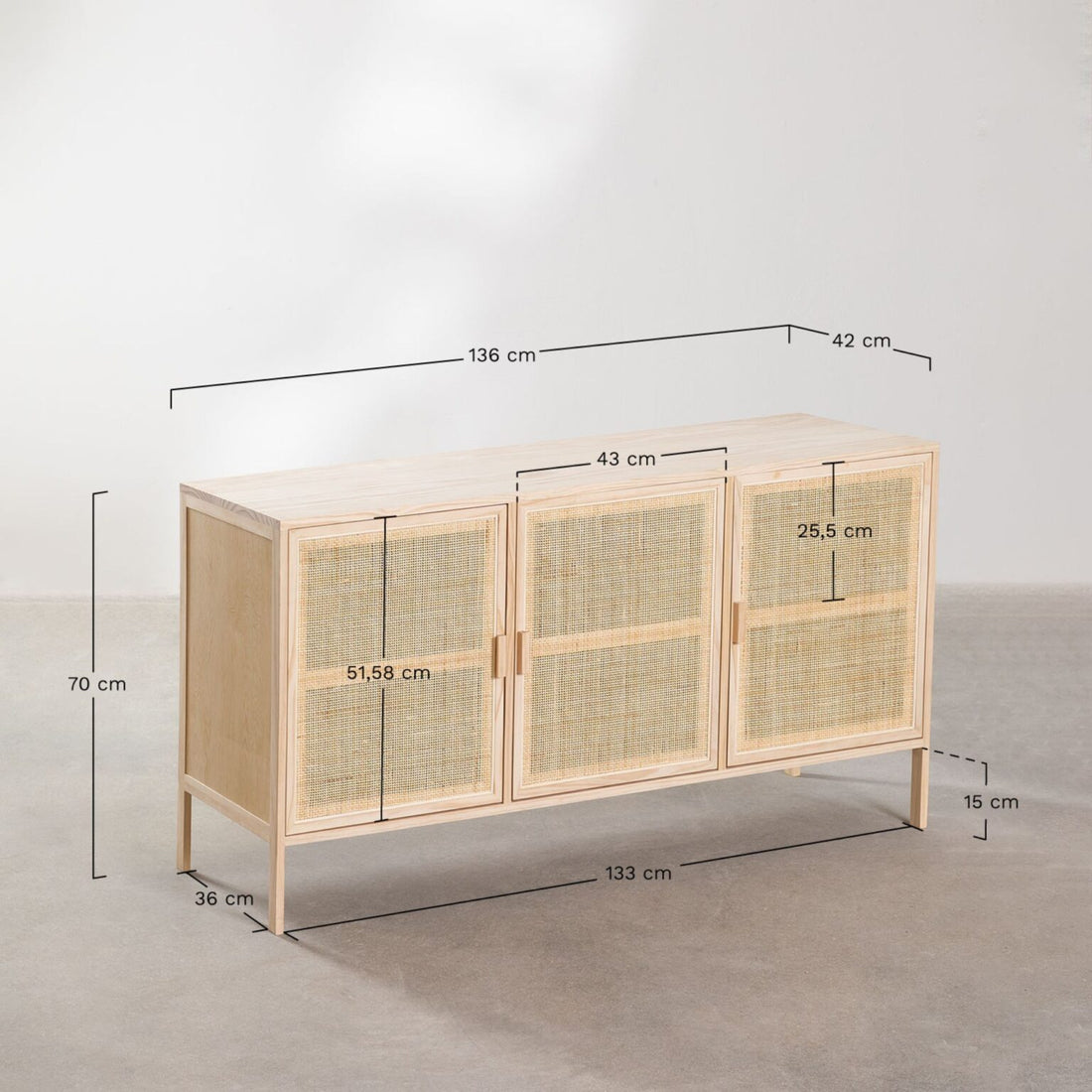 Kanik Solid Wood Sideboard | Natural