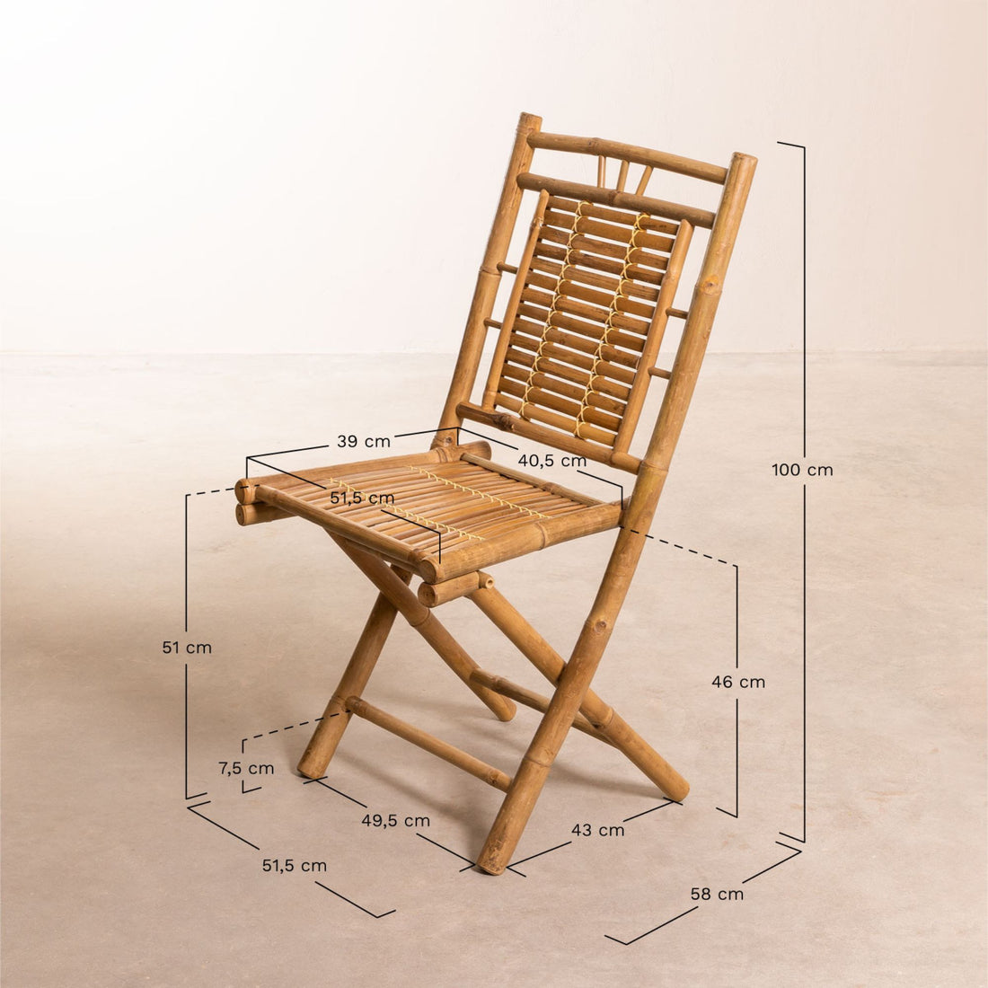 Ainet Bamboo Foldable Solid Wood Chair | Natural