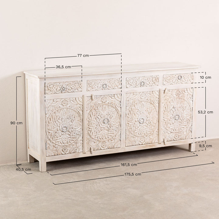 Diliena Solid Wood Sideboard | White