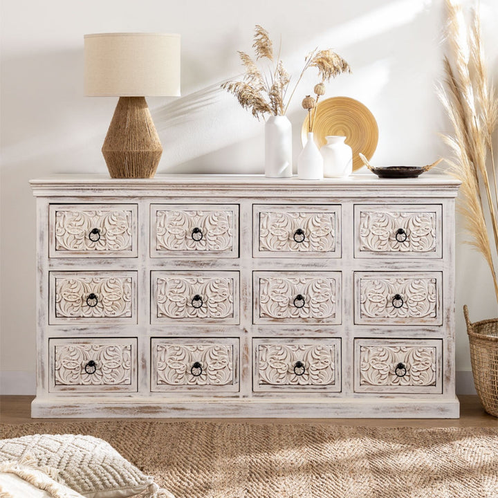 Dunum Solid Wood Sideboard | White