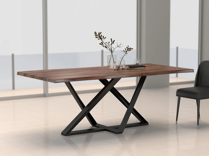 6 Seater dining table, solid sheesham wood and steel