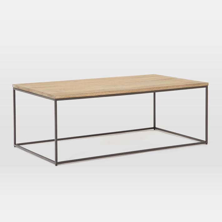 Minimalist Wooden Coffee Table with Metal Frame – Modern Industrial Design