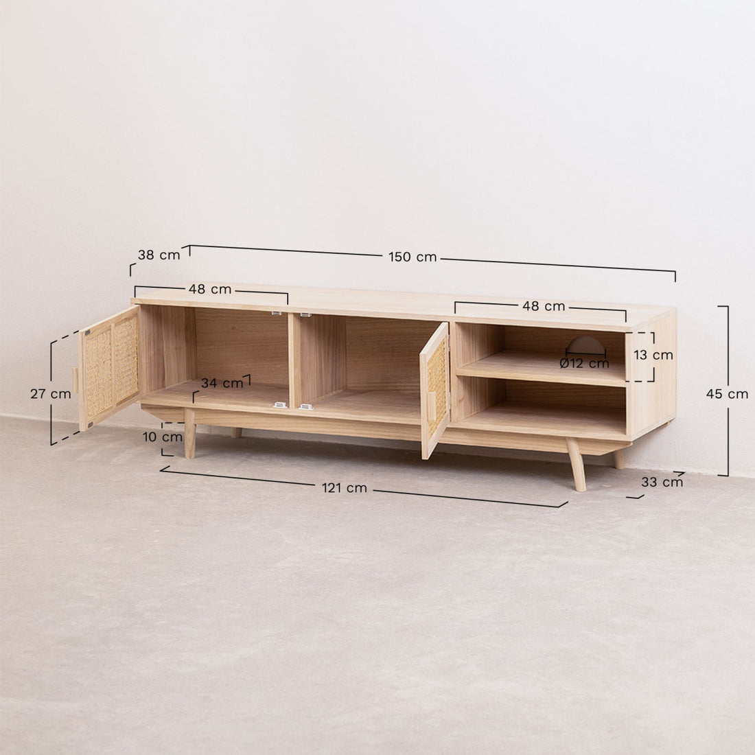 Athens Solid Wood TV Cabinet | Natural