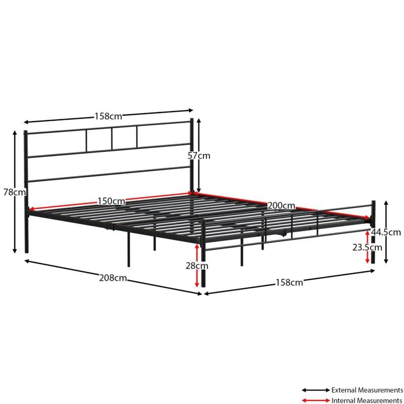 Dorset Metal Bed With Metal Slats & Centre Support Legs