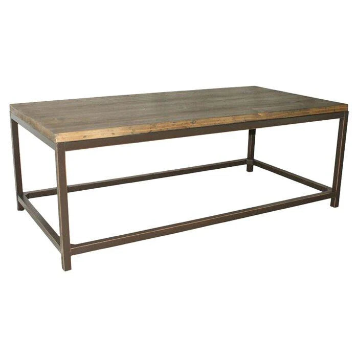 Solid Wooden & Iron Center Coffee Table for Home (Black)