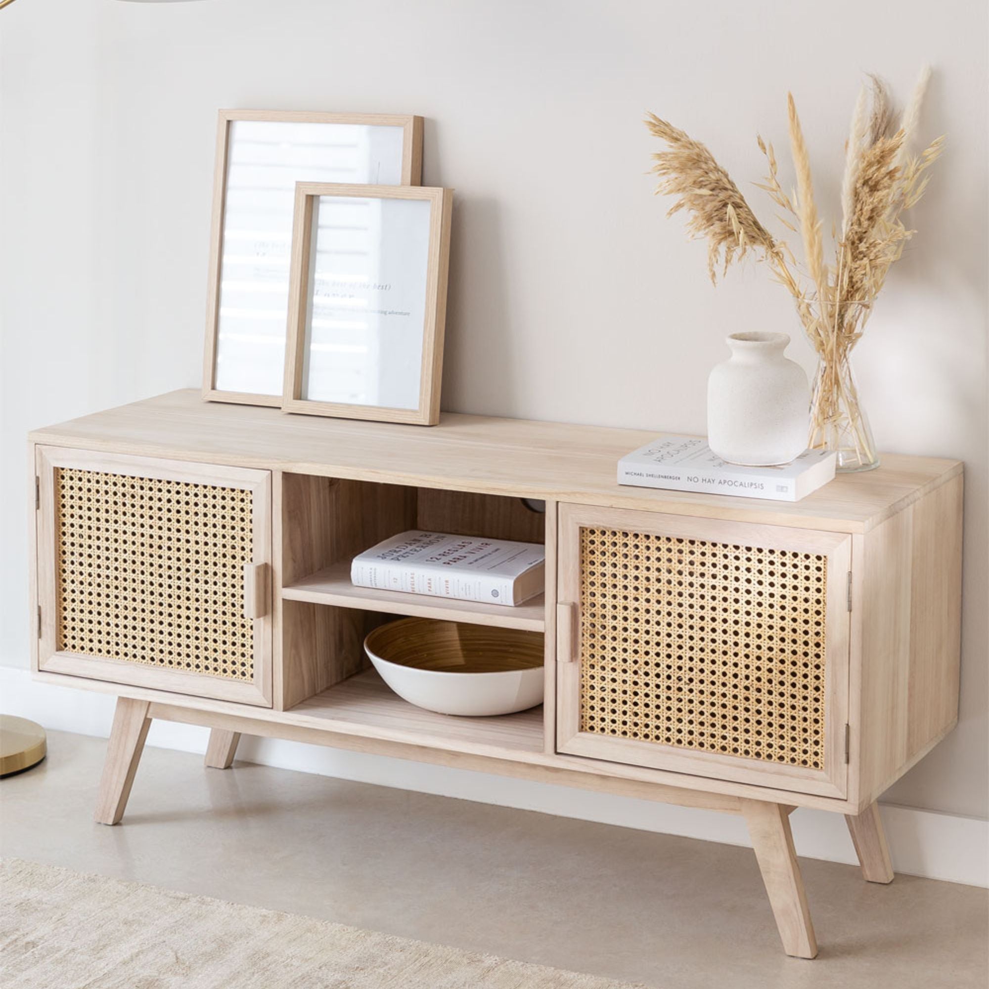 Cera Solid Wood TV Cabinet | Natural