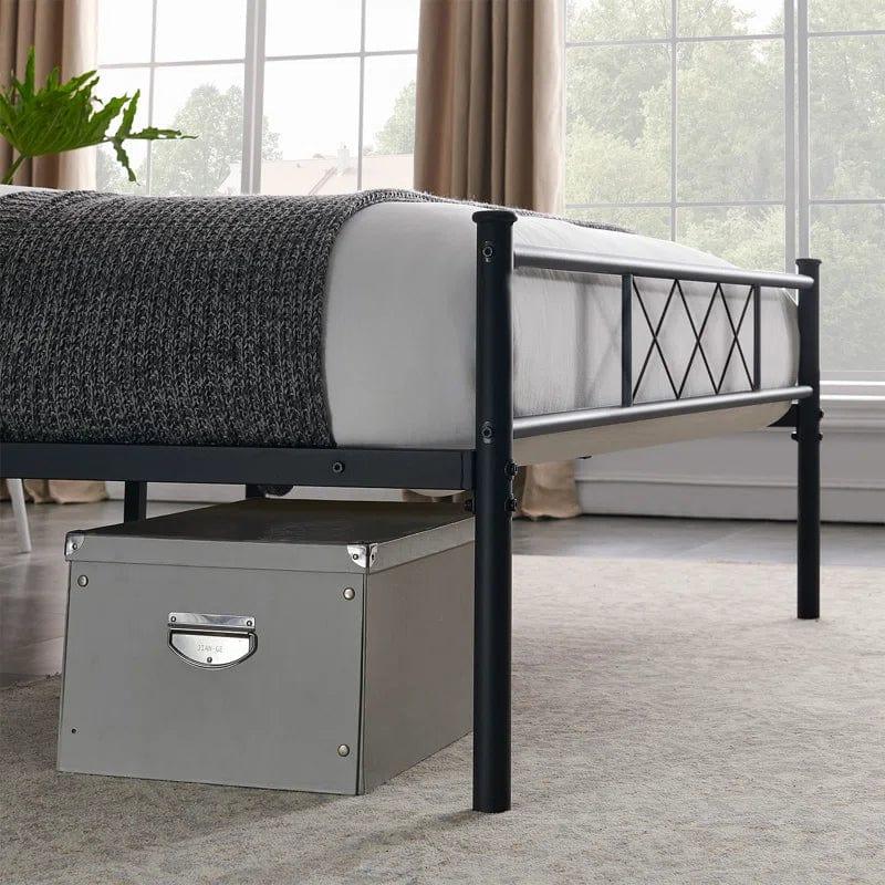 YT Metal Bed Frame with Headboard / Steel Slat Support