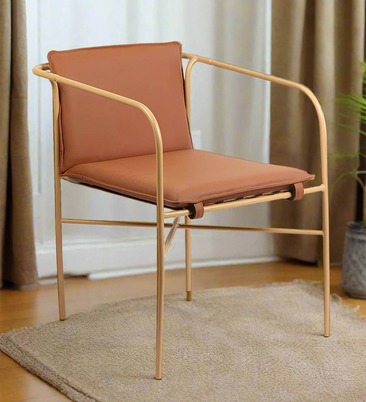 Acai Metal Arm Chair in Brown Color