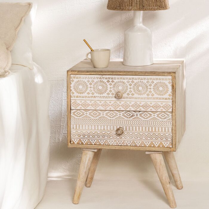 Avis Solid Wood Bedside Table | Natural