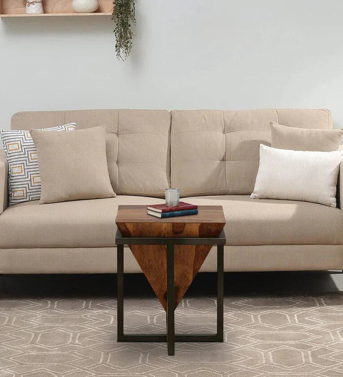 Sheesham Wood Metal Square Coffee Table Provincial Teak Finish