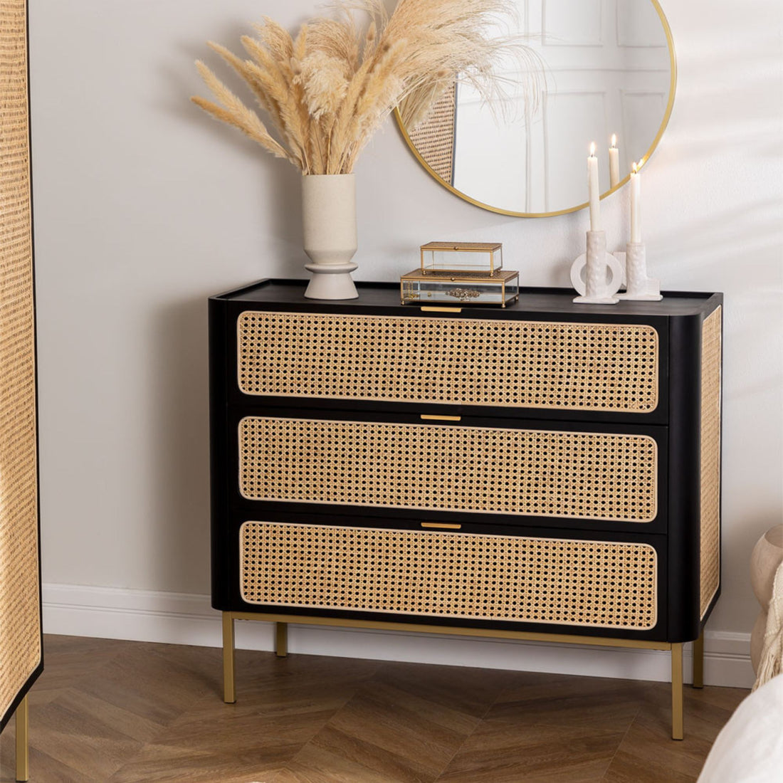 Inne Solid Wood Chest of Drawer | Black