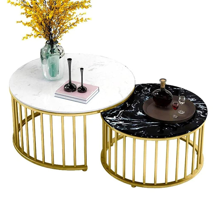Black-White Marble Top Coffee Table | Gold