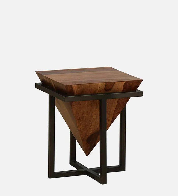 Sheesham Wood Metal Square Coffee Table Provincial Teak Finish