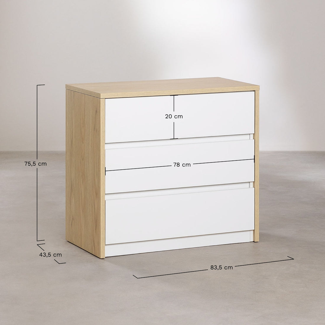 Chest of drawers with Extendable Desk | White