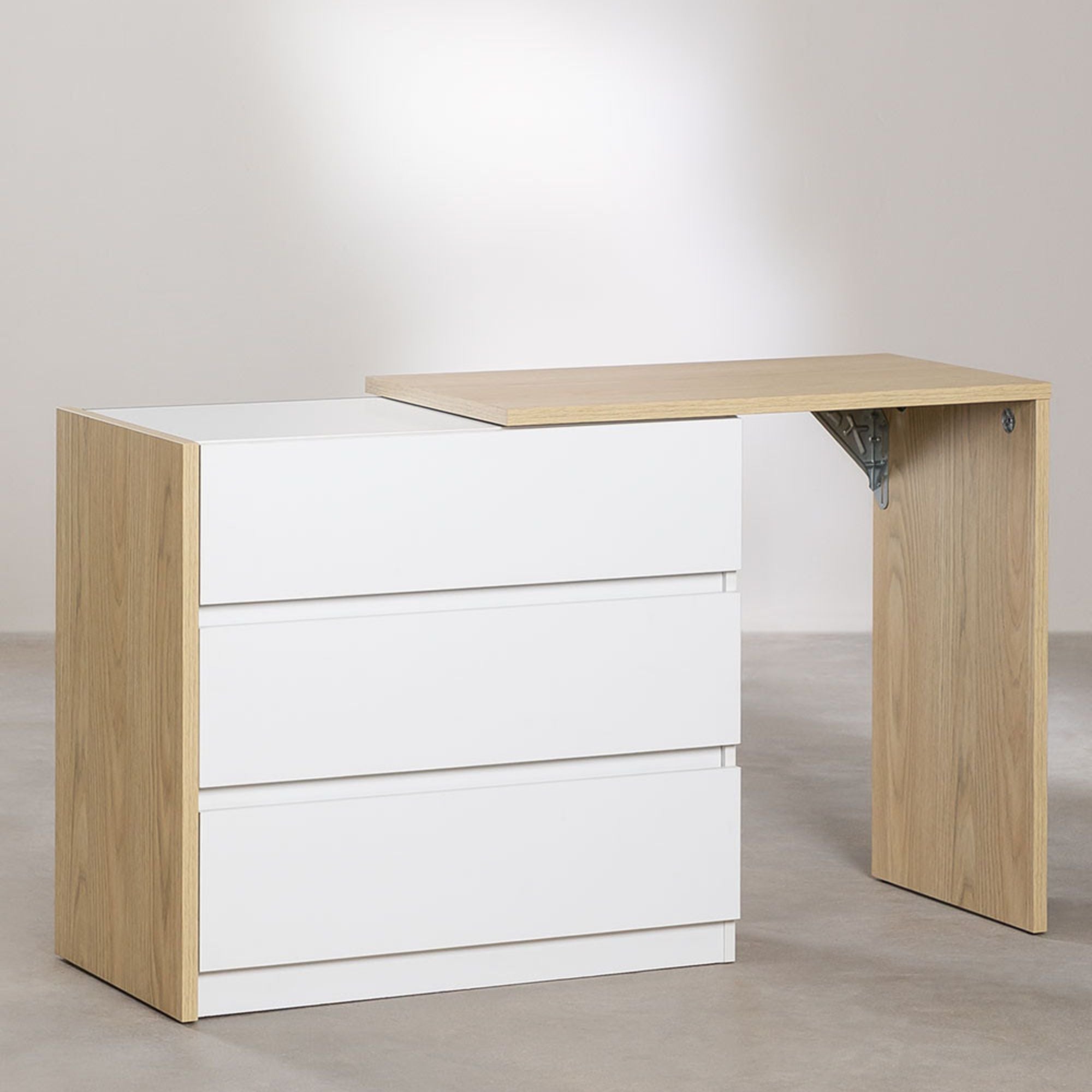 Chest of drawers with Extendable Desk | White