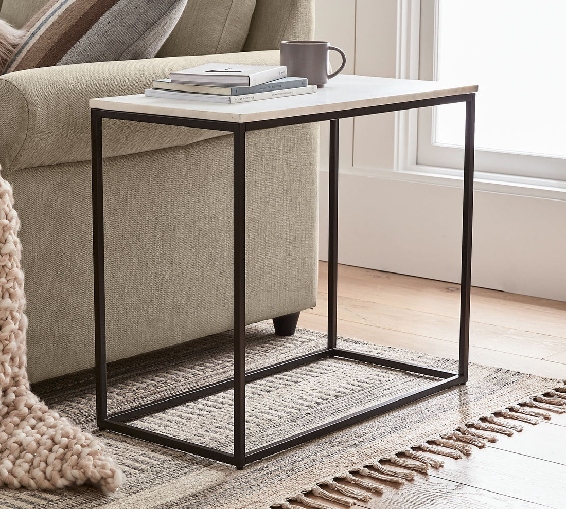 Delaney Rectangular Marble End Table (28")