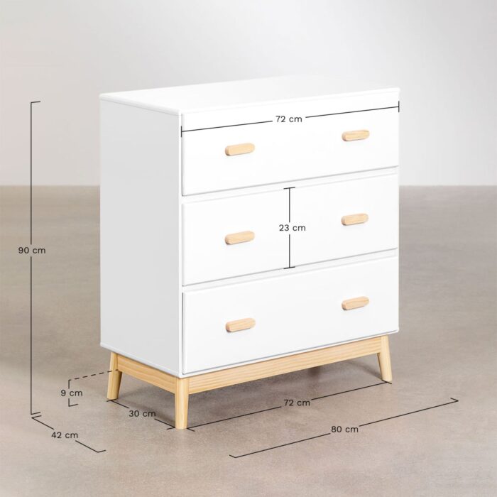 Sauris Solid Wood Chest of Drawer | White