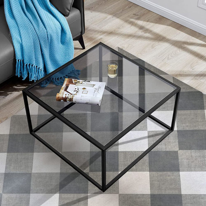 Coffee Table With Glass Top | Square | Black