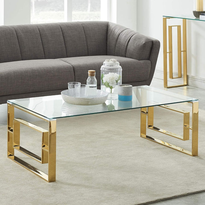Glass Top Coffee Table | Metal | Gold