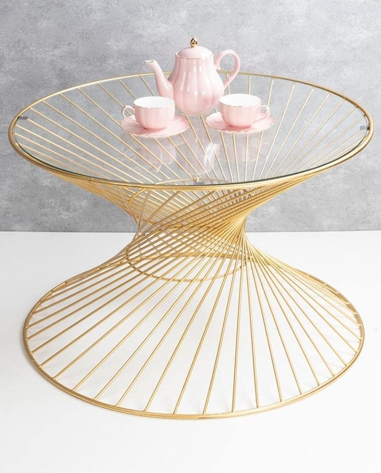 Glass Top Metal Coffee Table | Gold