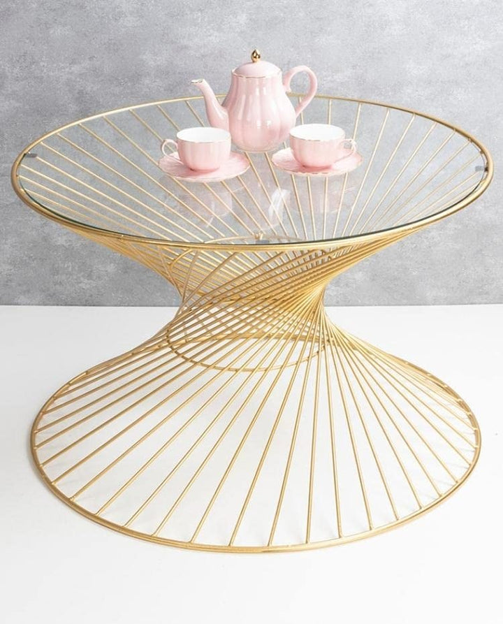 Glass Top Metal Coffee Table | Gold