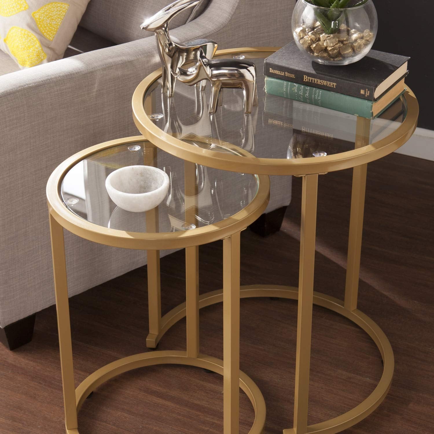 SEI Furniture Evelyn Glam Nesting 2-pc Set, Side Table, Gold
