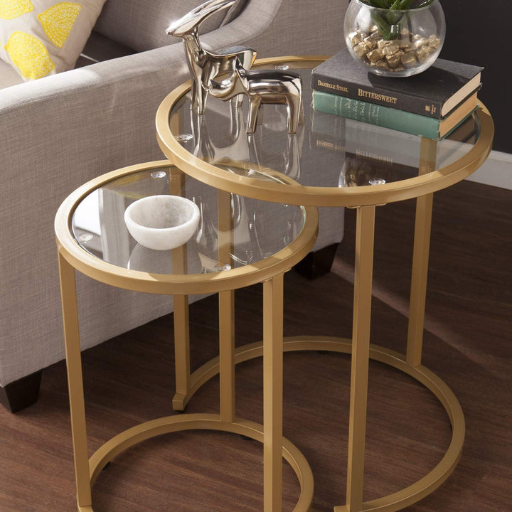 SEI Furniture Evelyn Glam Nesting 2-pc Set, Side Table, Gold