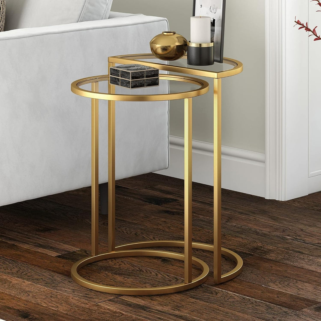 SEI Furniture Evelyn Glam Nesting 2-pc Set, Side Table, Gold