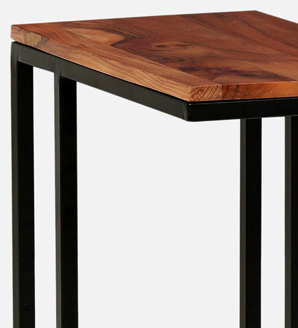 Metalico Solid Wood C Shaped Table