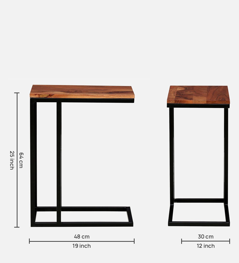Metalico Solid Wood C Shaped Table