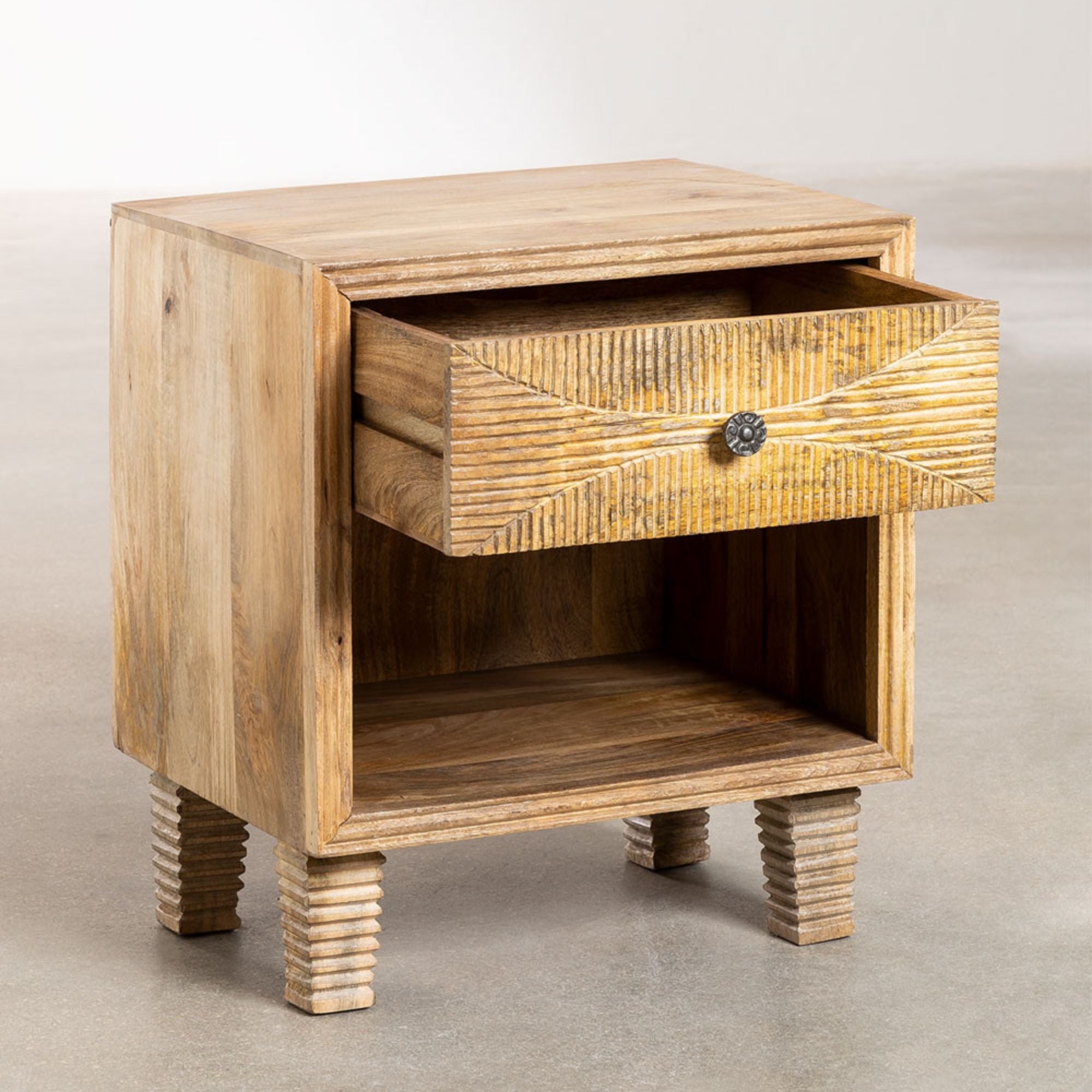 Rosmarino Solid Wood Bedside Table | Natural