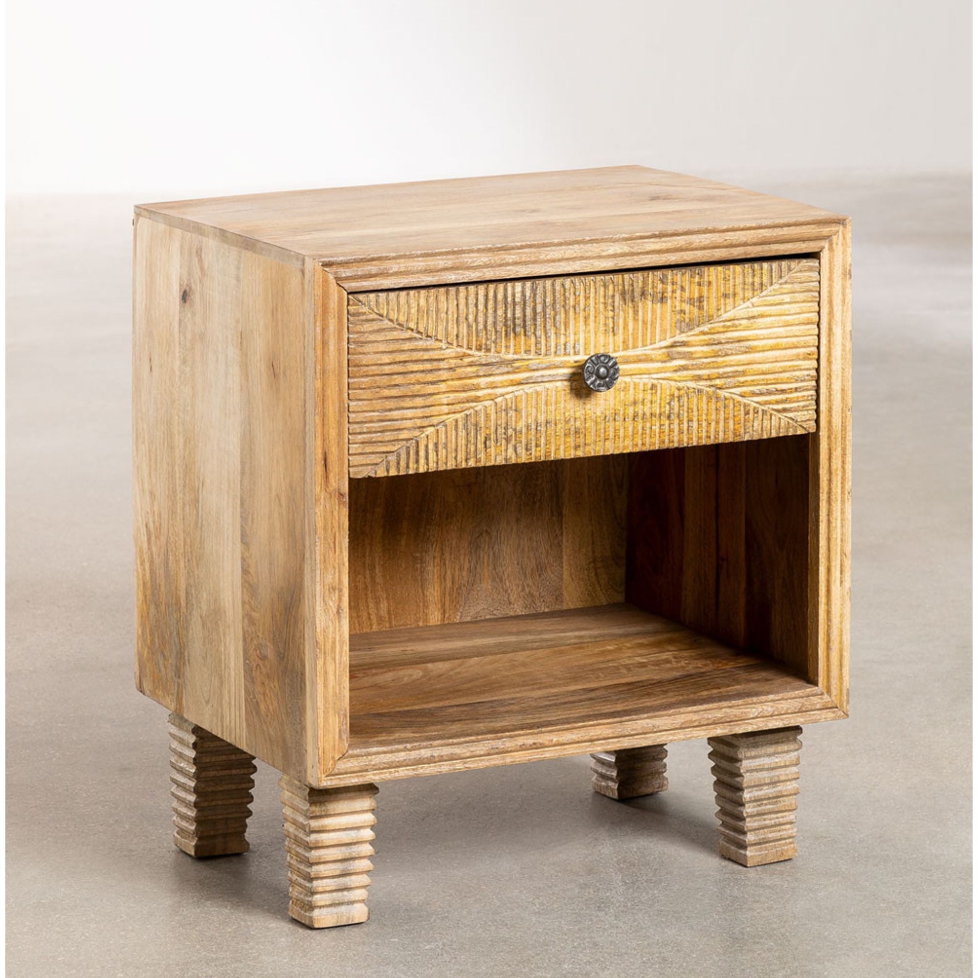 Rosmarino Solid Wood Bedside Table | Natural