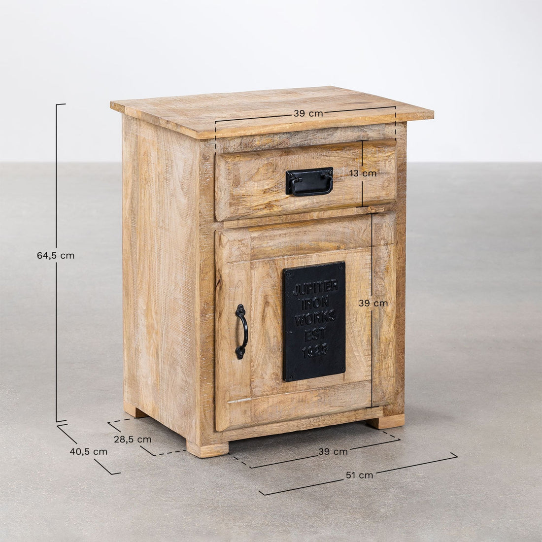 Palma Solid Wood Bedside Table | Natural