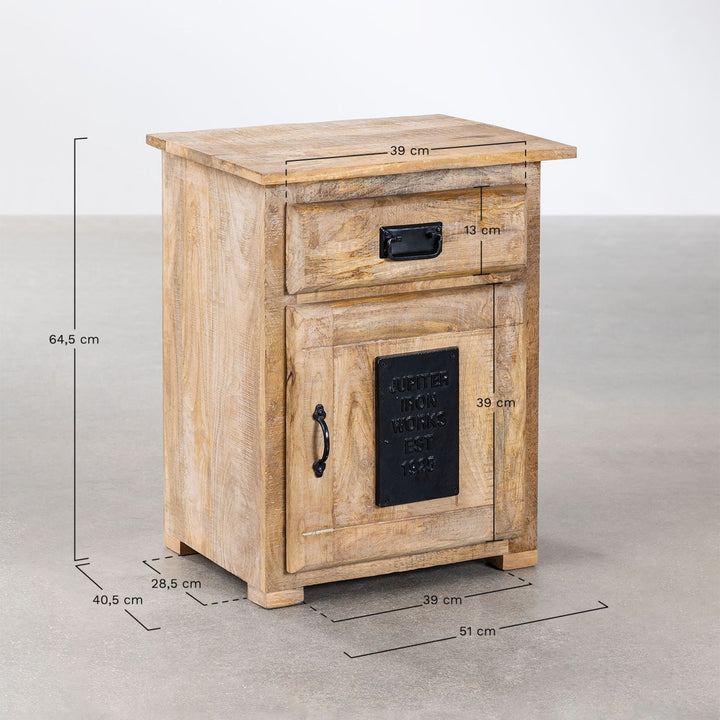 Palma Solid Wood Bedside Table | Natural