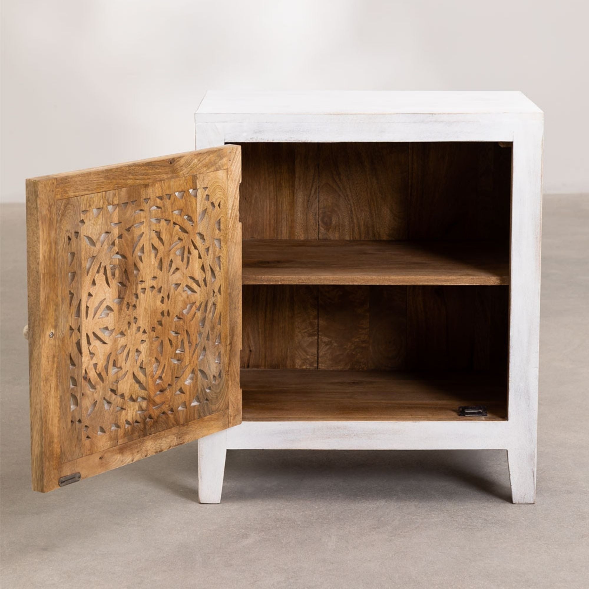 Nueva Solid Wood Bedside Table | White