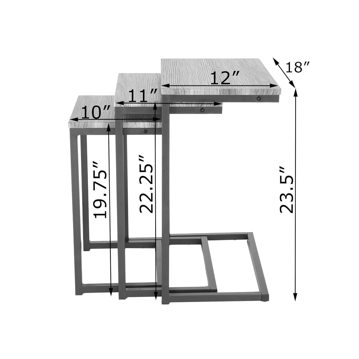 Zenvida Nesting Side/End Tables Set of 3