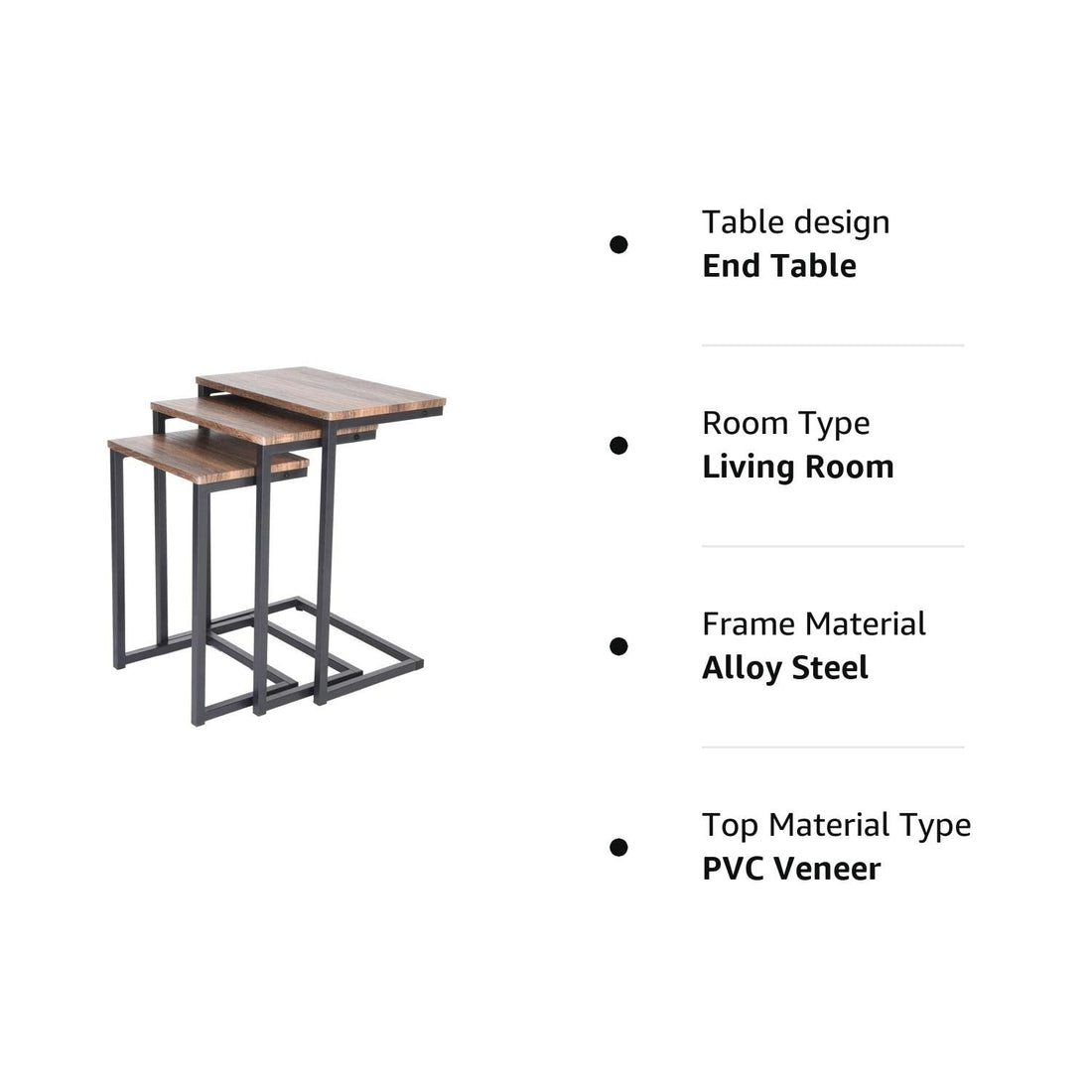 Zenvida Nesting Side/End Tables Set of 3