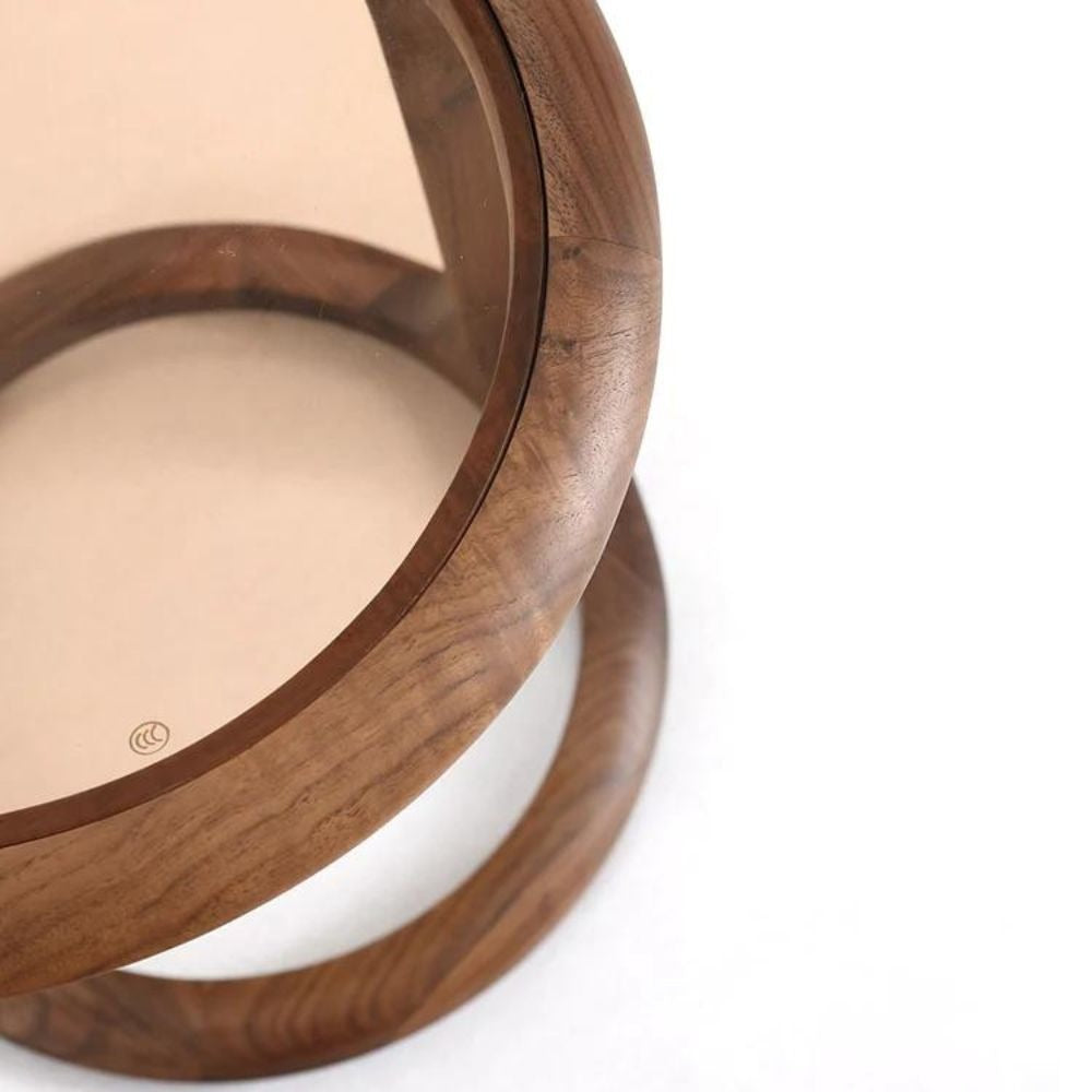 Solid Wood Side Table With Glass Top | Brown