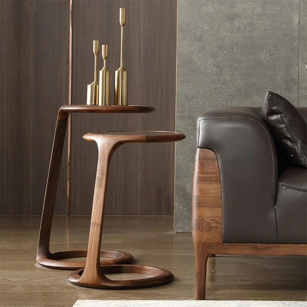 Solid Wood Side Table With Glass Top | Brown