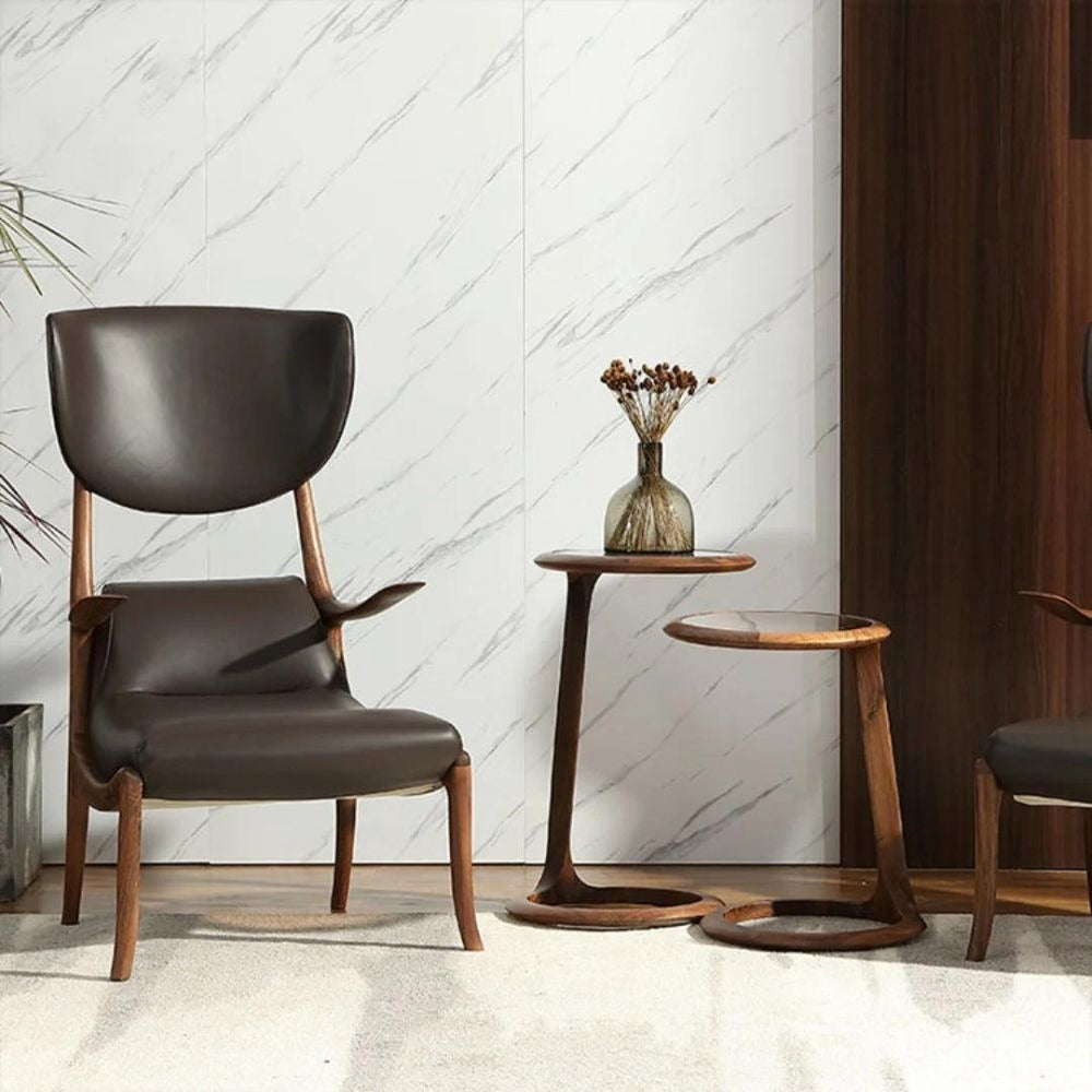 Solid Wood Side Table With Glass Top | Brown