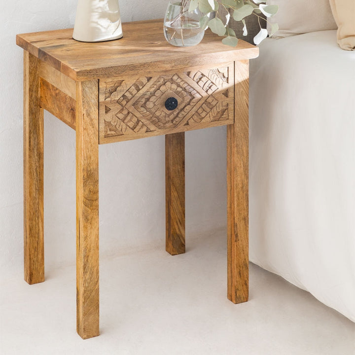 Quimper Solid Wood Bedside Table | Natural