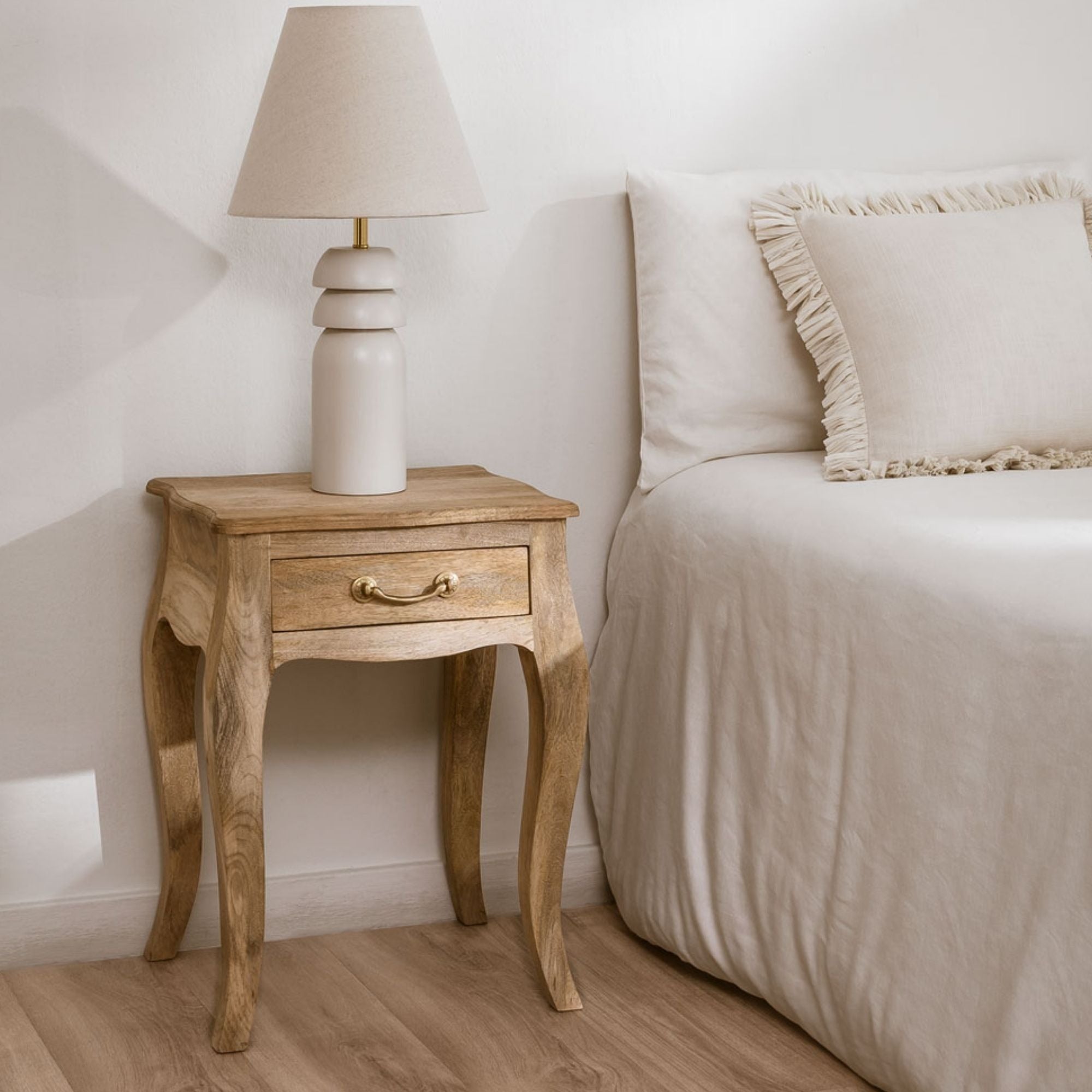 Odic Solid Wood Bedside Table | Natural