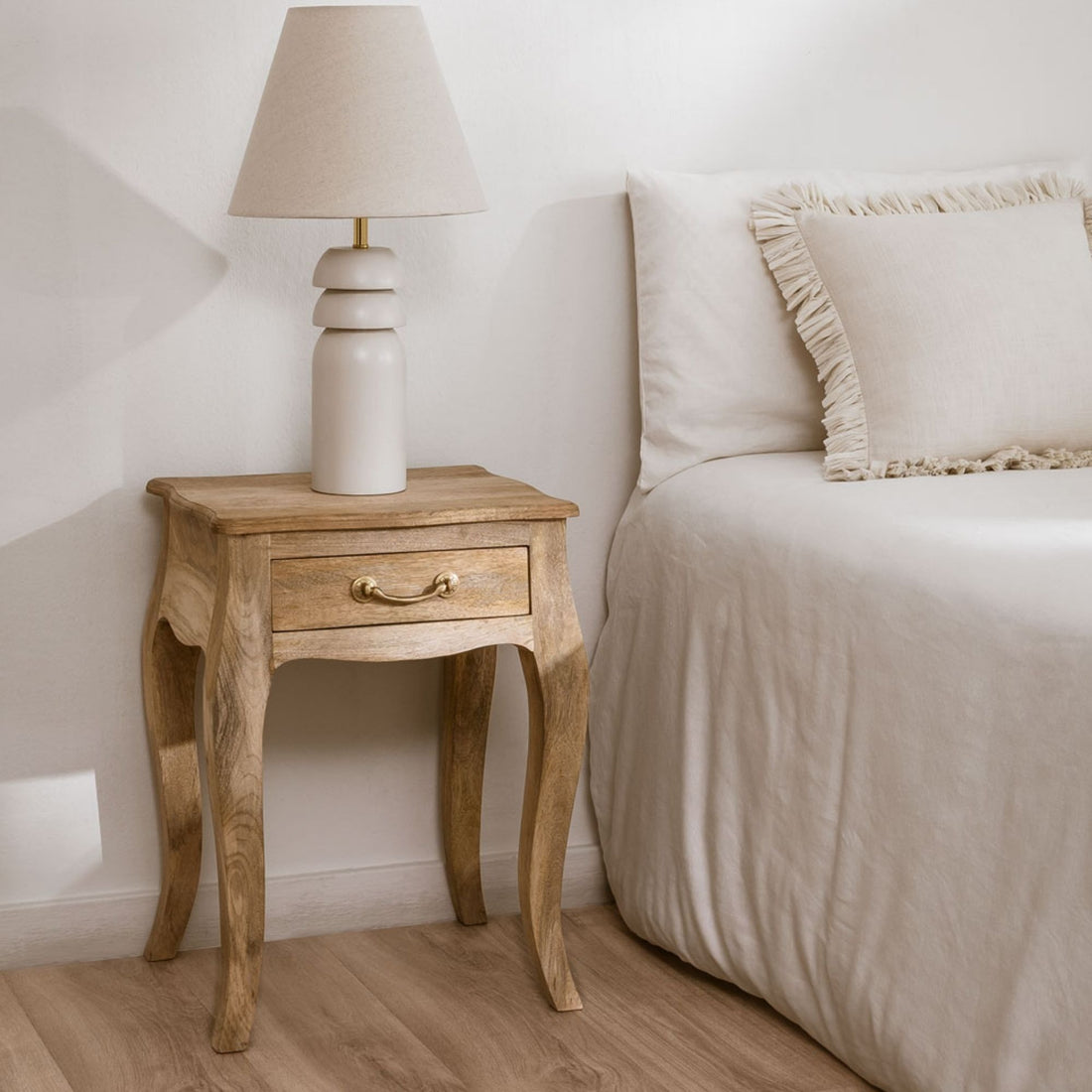 Odic Solid Wood Bedside Table | Natural