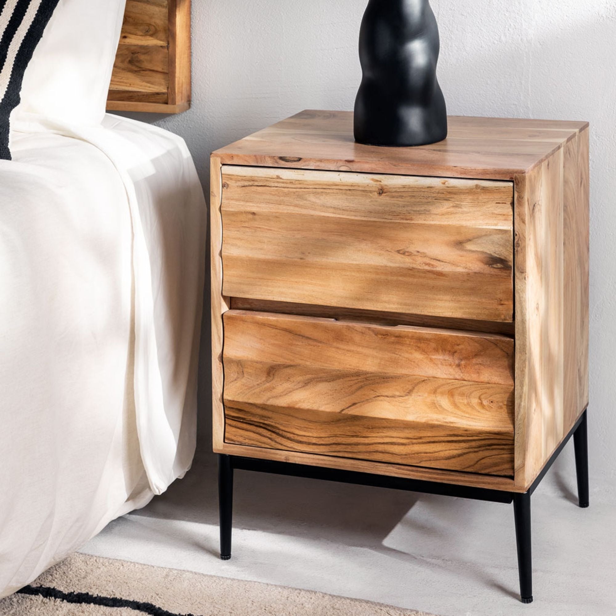 Noreia Solid Wood Bedside Table | Natural