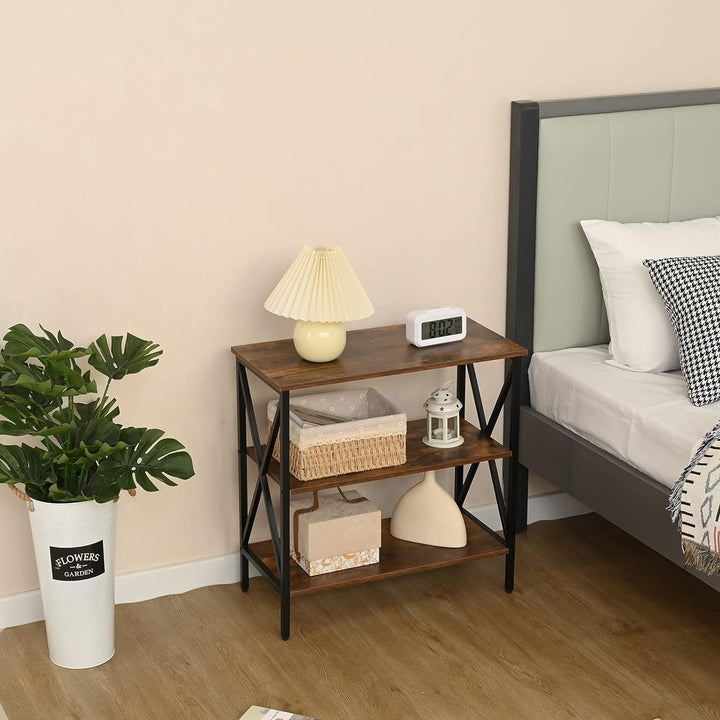 WEENFON Nightstand,Industrial 3-Tiers End Table