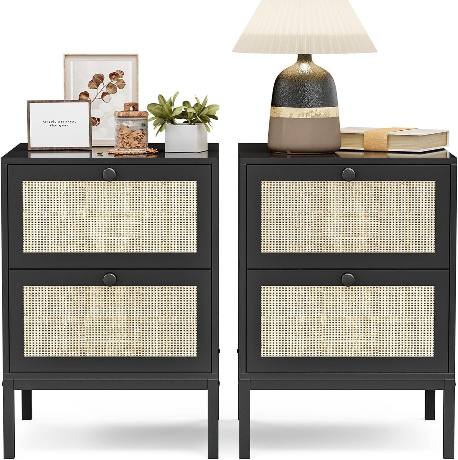 Rattan Nightstand Set of 2