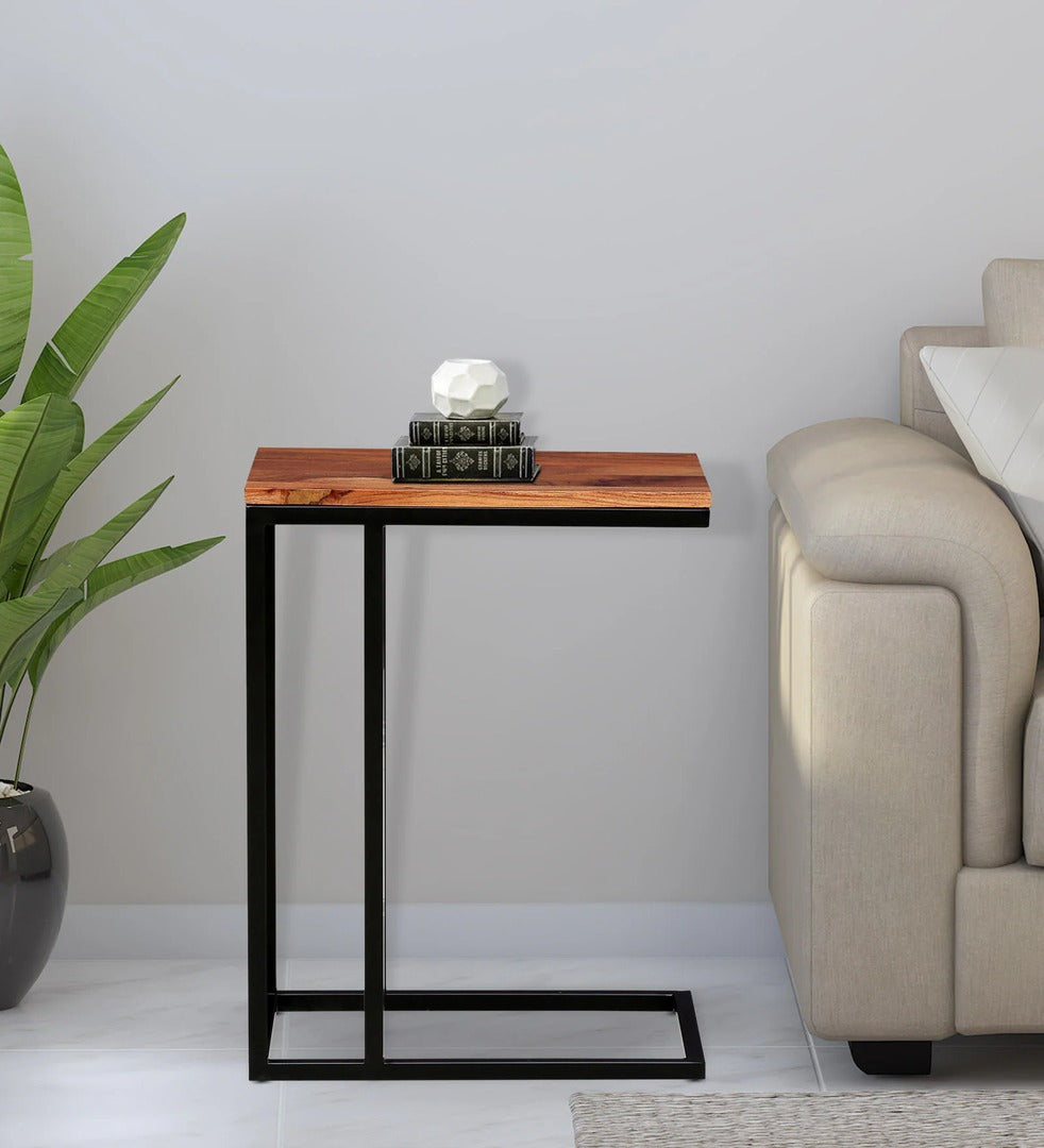 Metalico Solid Wood C Shaped Table